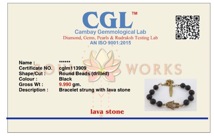 Lava beads with hamsa healing bracelet