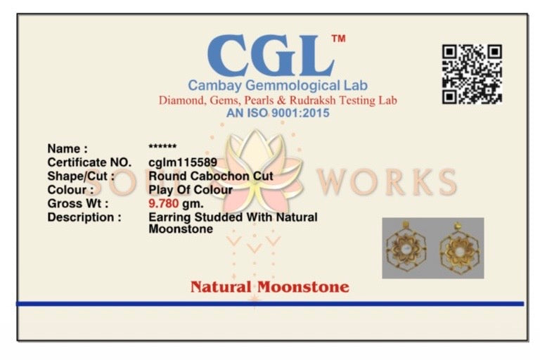 Moonstone Phool brass studs