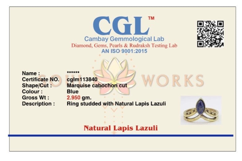 Lapis Vanki Brass Ring. Adjustable Size 5-7