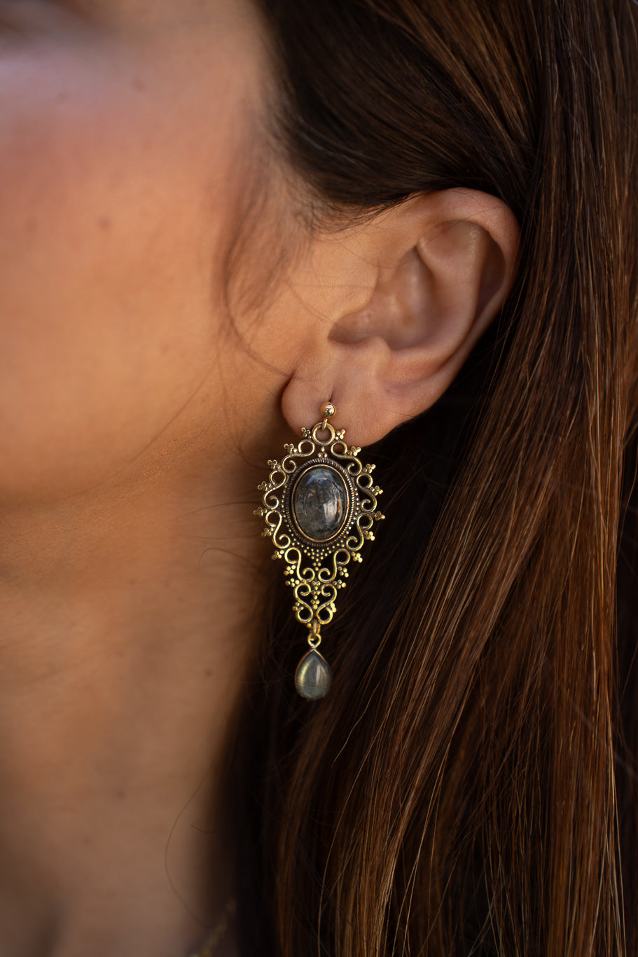 Vintage Labradorite Drop Earrings