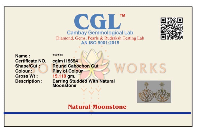 Padma moonstone brass stud earrings