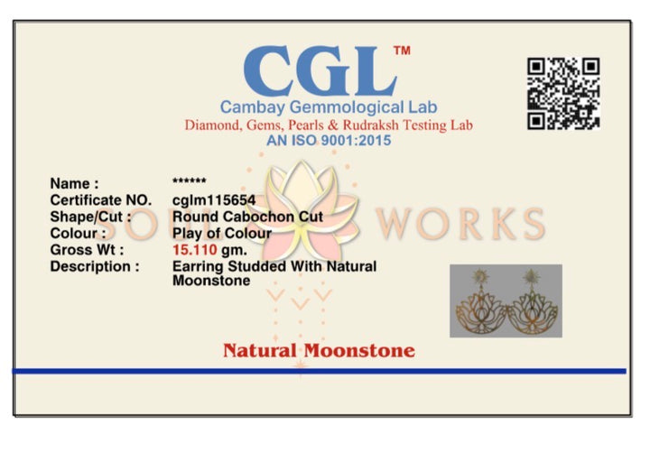 Padma moonstone brass stud earrings