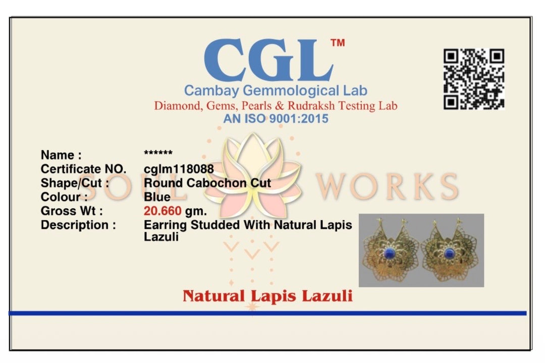 Flower of Lapis brass hoops