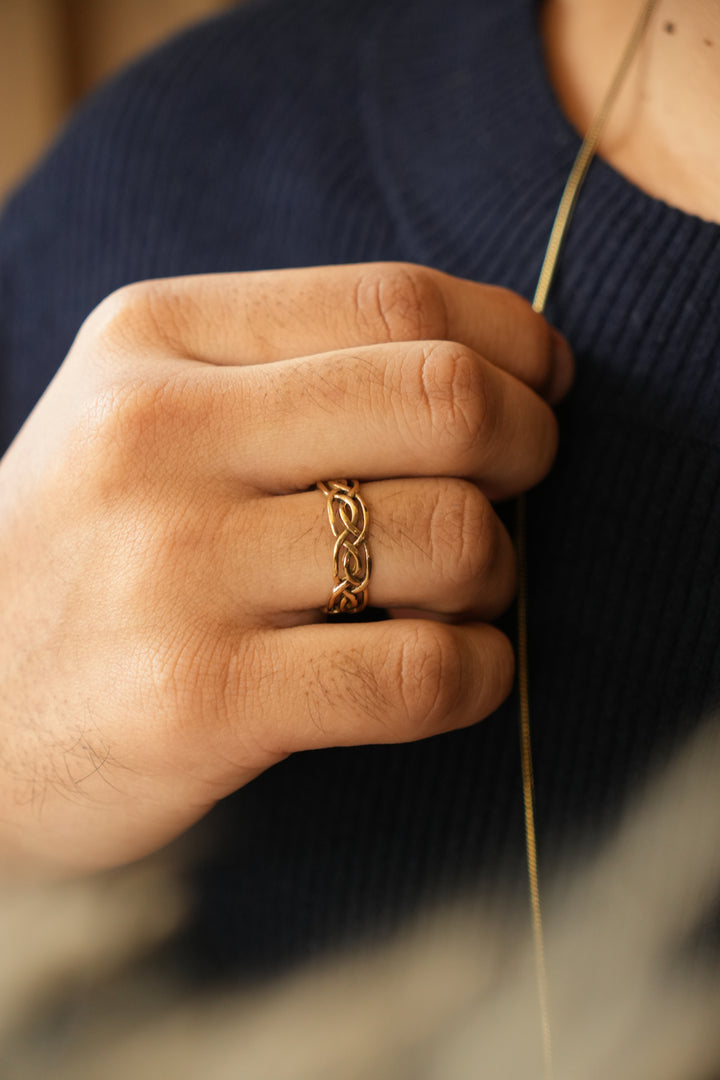 Celtic band brass adjustable ring. Mens jewellery. Size 6-8