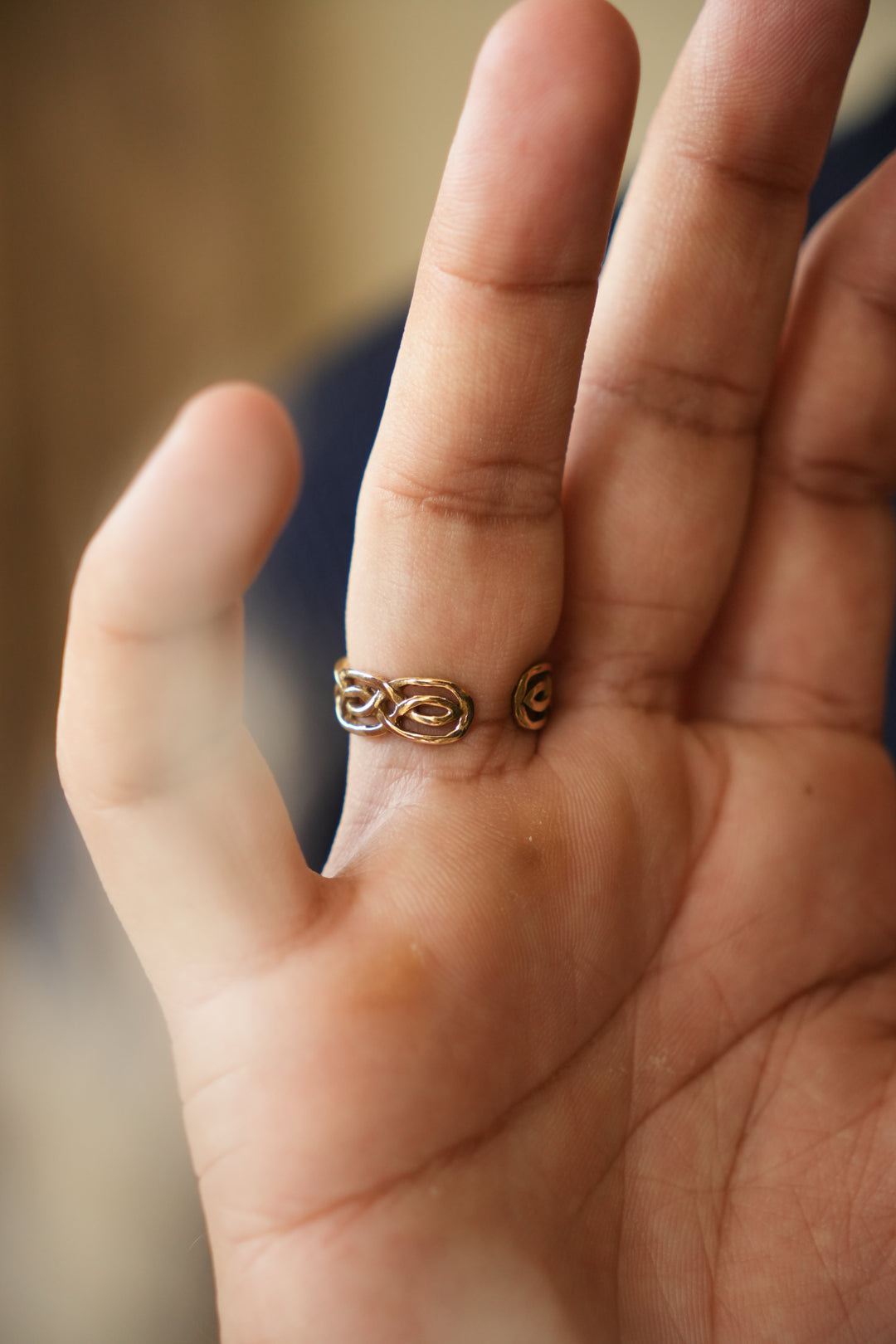 Celtic band brass adjustable ring. Mens jewellery. Size 6-8
