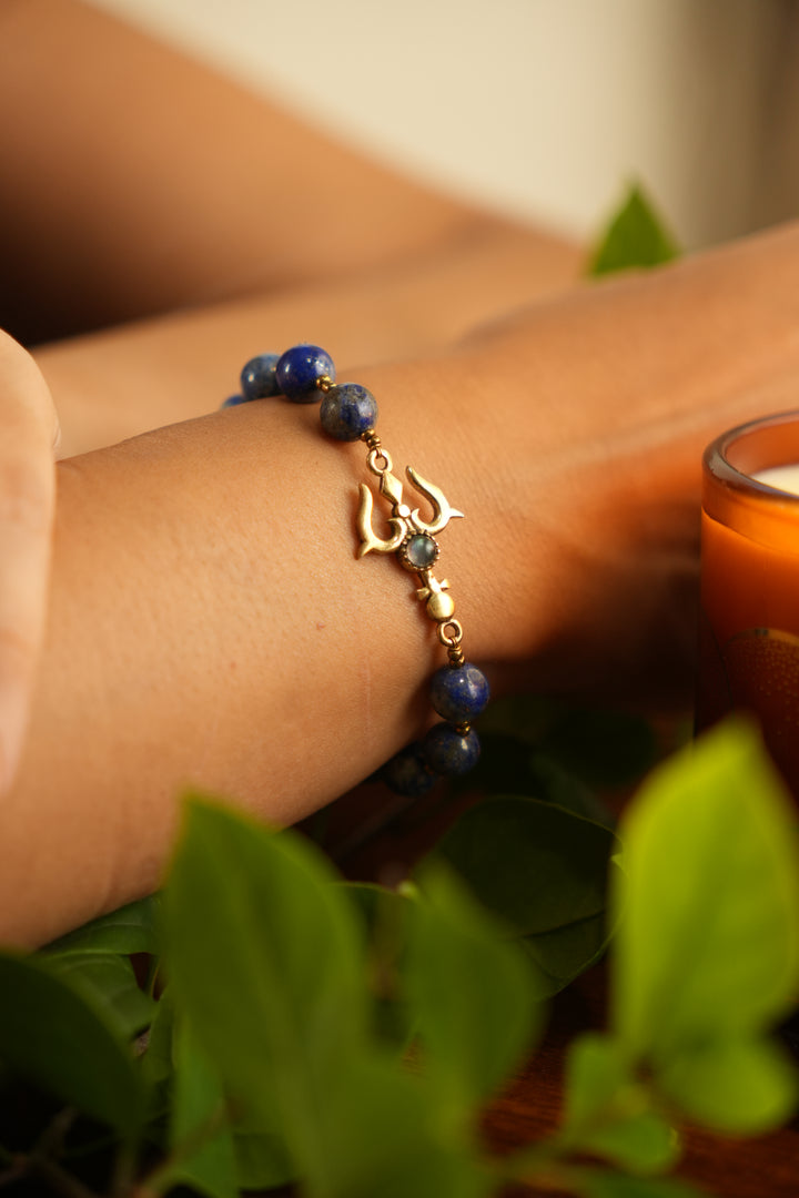 Laava beads with trishul healing bracelet
