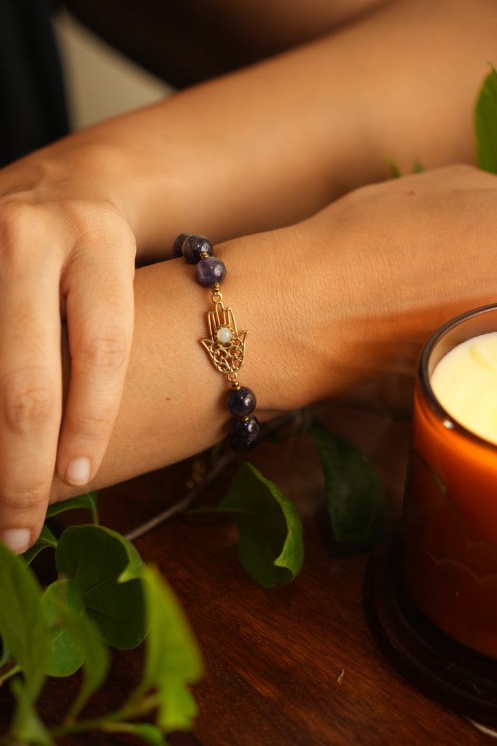 Lava beads with hamsa healing bracelet