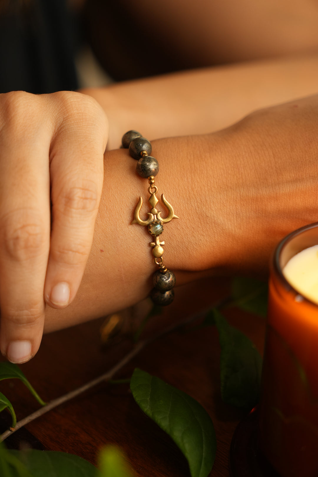 Raw Pyrite trishul healing bracelet