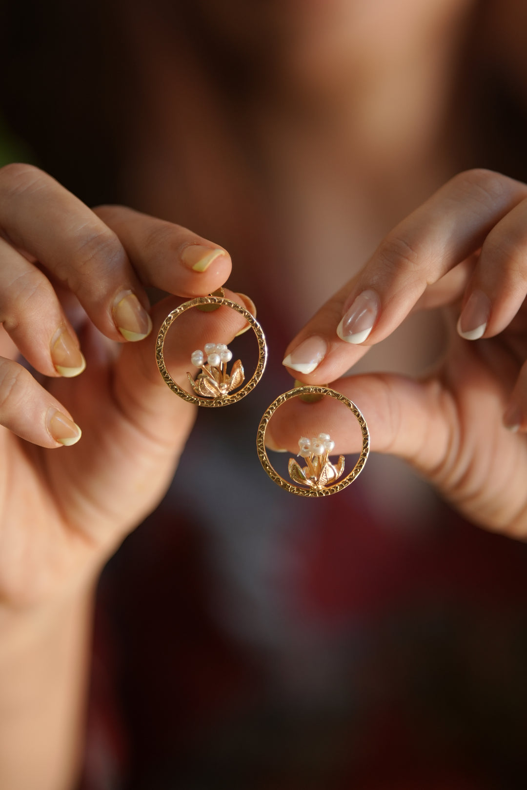 Pearl Bloom Brass Gold plated Stud Earrings