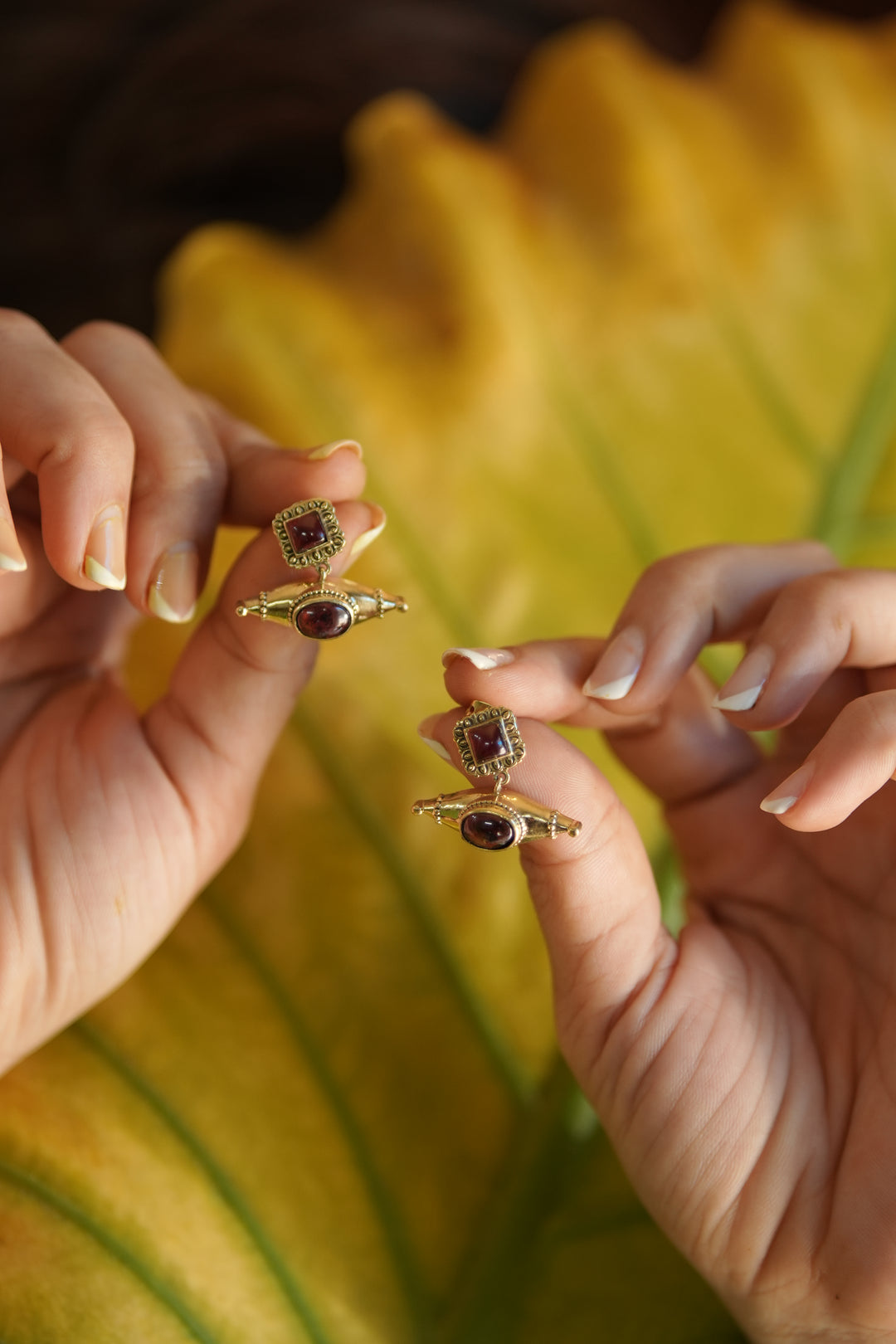 Nomad Relic Labradorite Brass Danglers