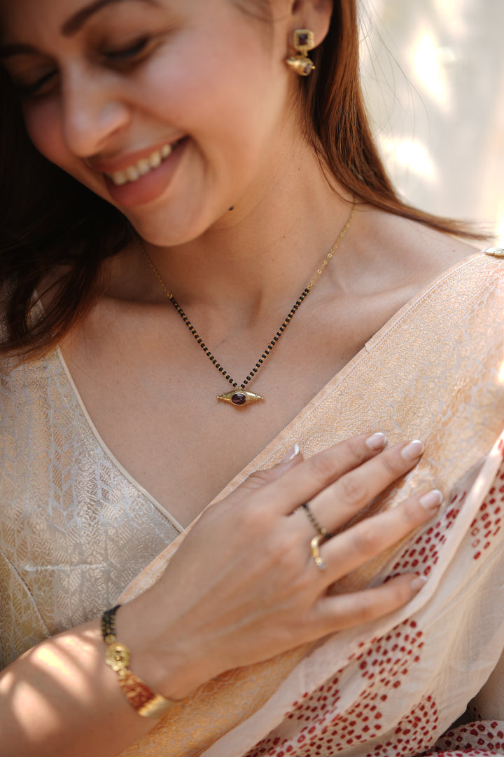 Mehr Garnet Brass Mangalsutra