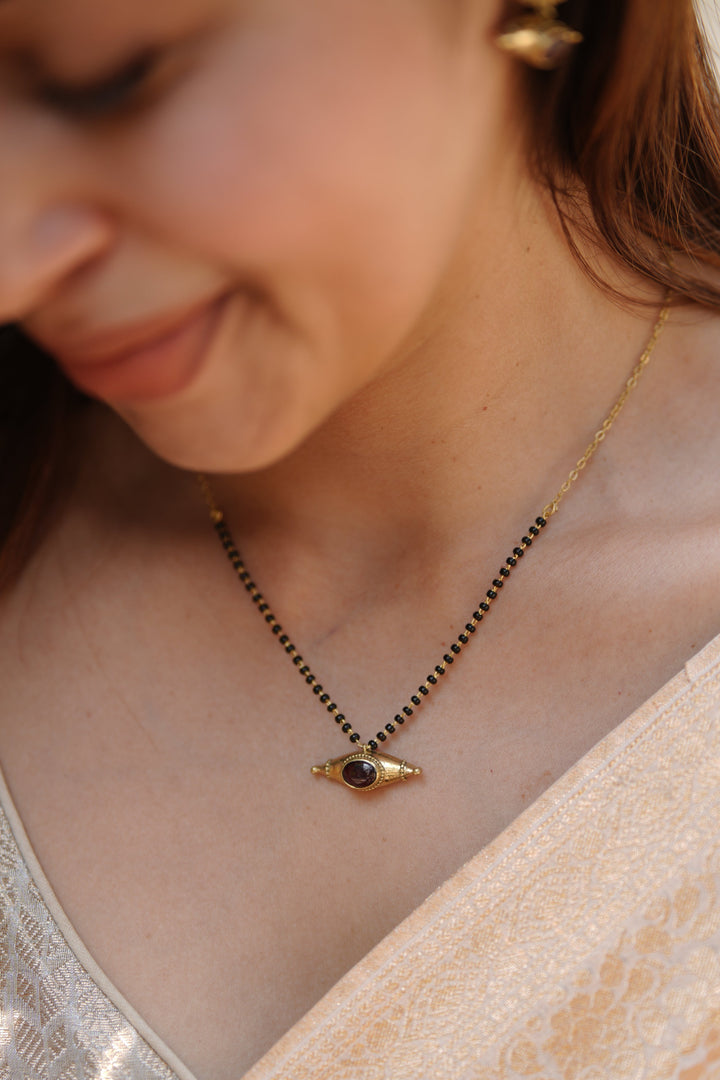Mehr Garnet Brass Mangalsutra