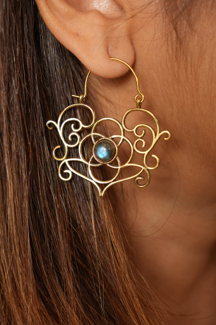 Labradorite goddess mandala earrings