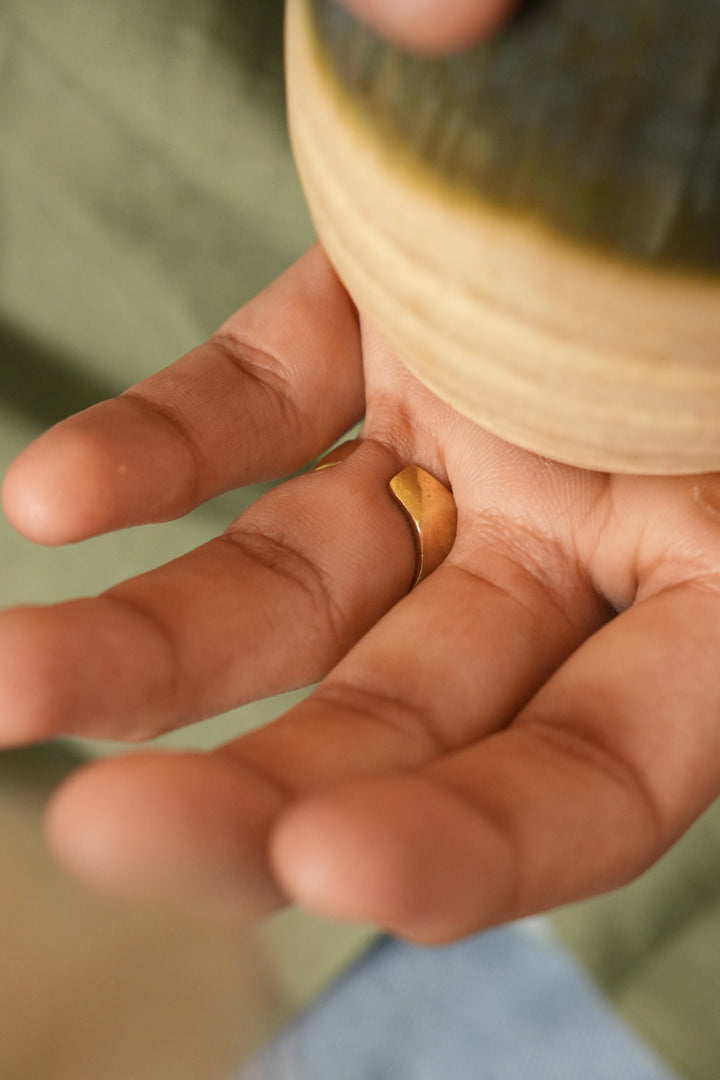 Shalom brass ring for men