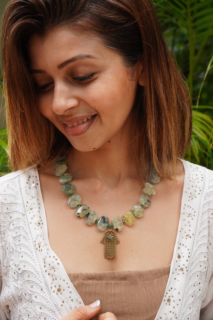 Prehnite crystal necklace