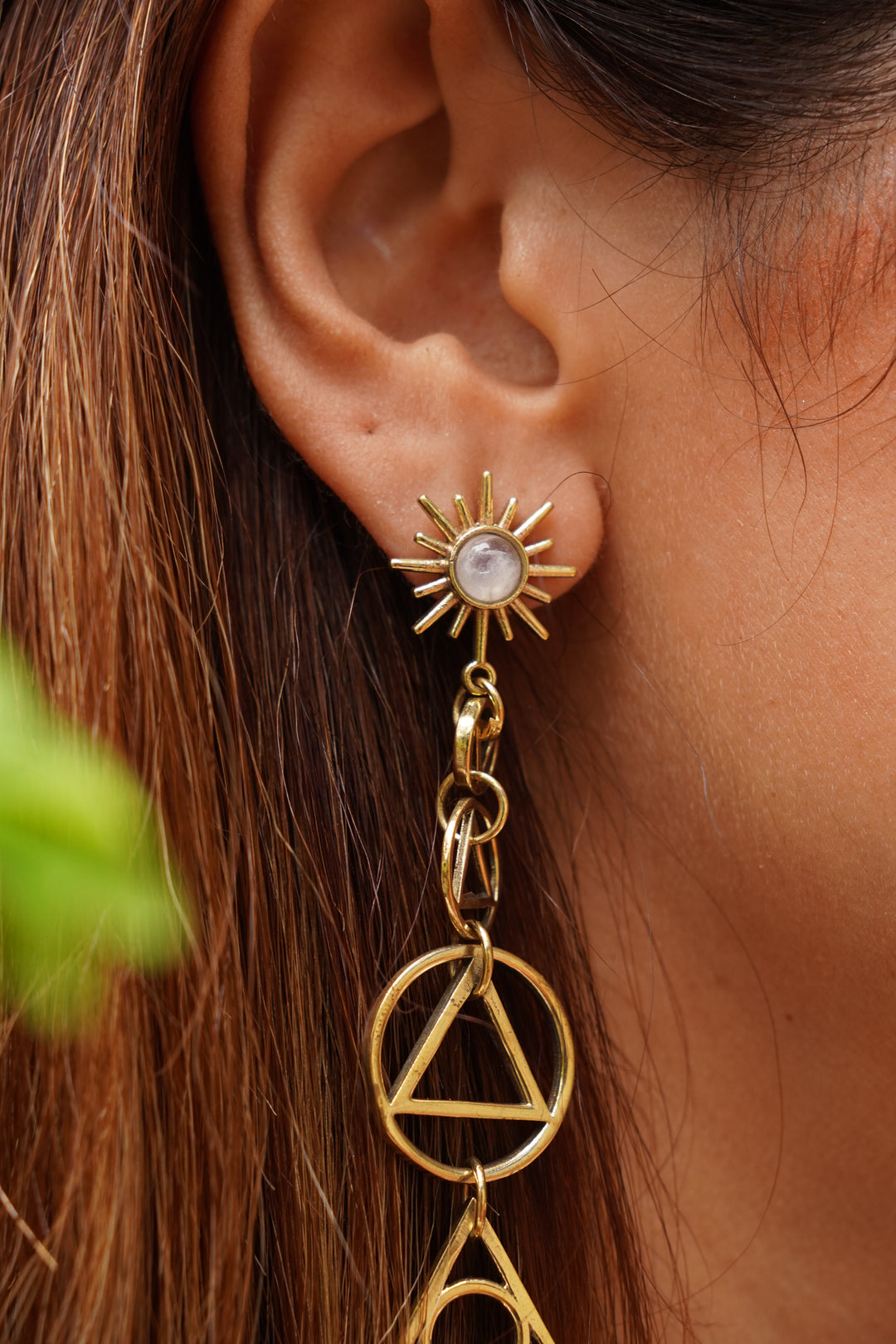 Celtic drop brass stud earrings