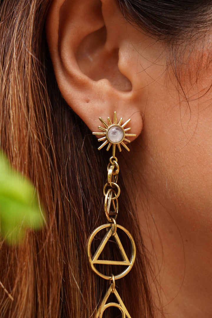 Celtic drop brass stud earrings