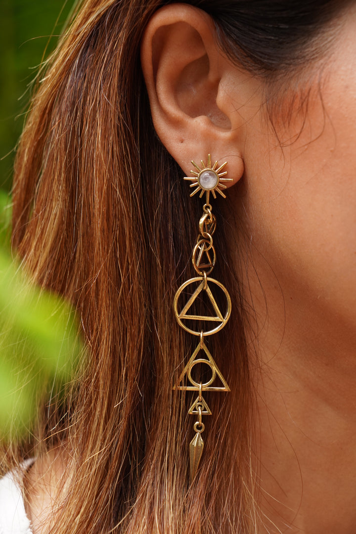 Celtic drop brass stud earrings