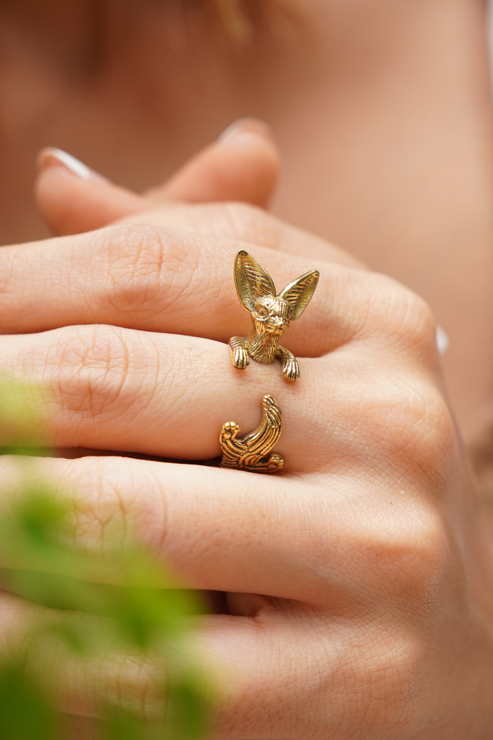 Bunny brass ring. Adjustable. Size 5-8