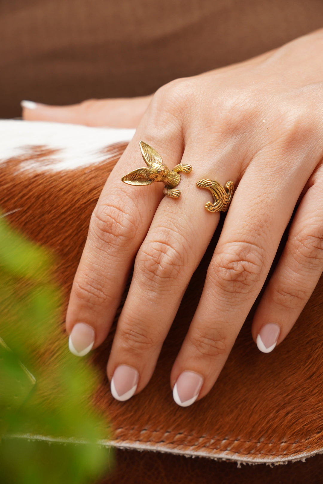 Bunny brass ring. Adjustable. Size 5-8