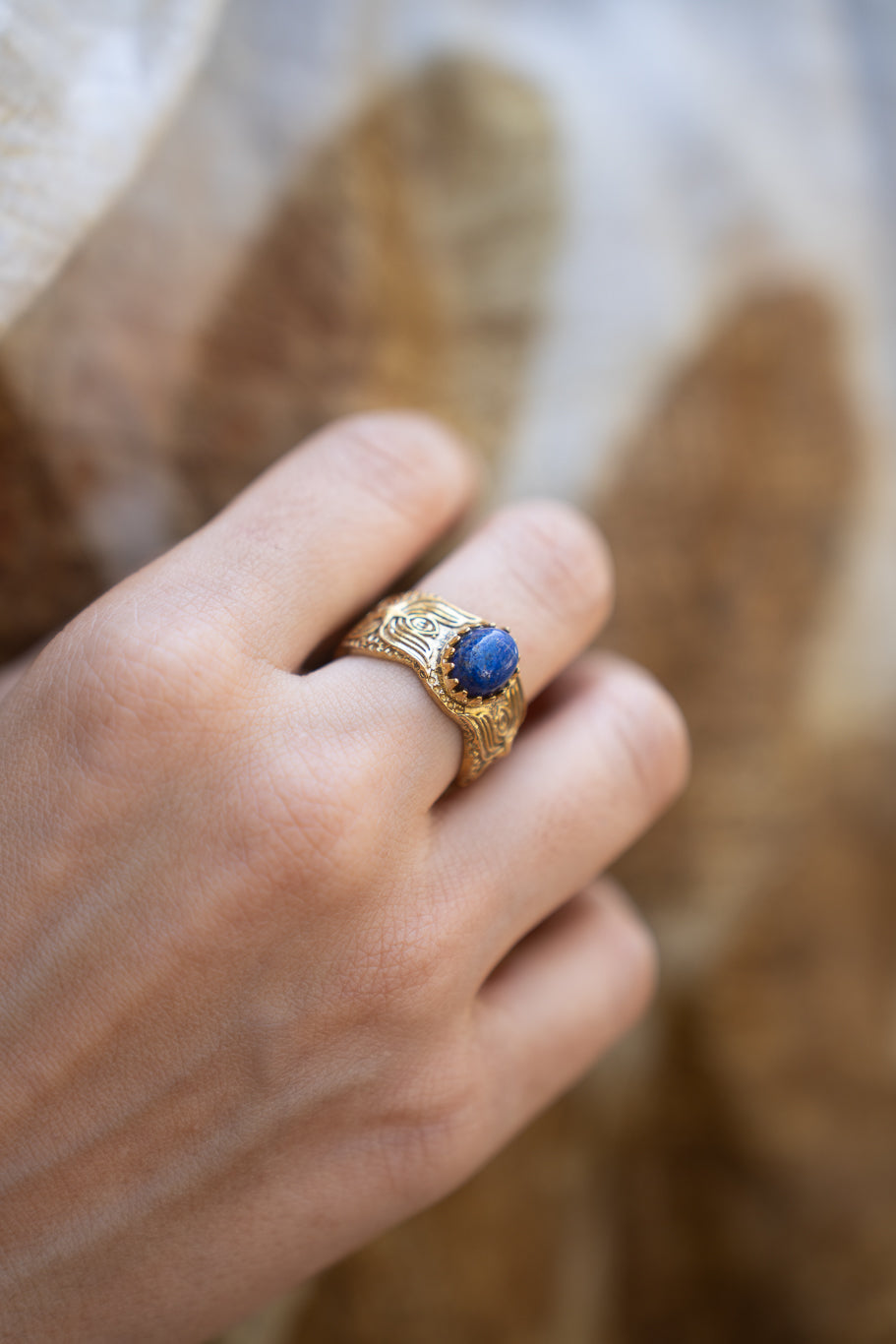 Lapis Third Eye Signet Ring. size 7-8  Non-Adjustable