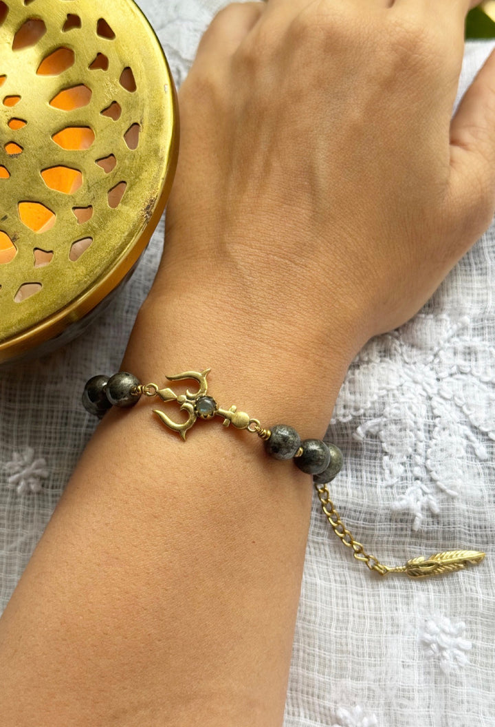 Raw Pyrite trishul healing bracelet