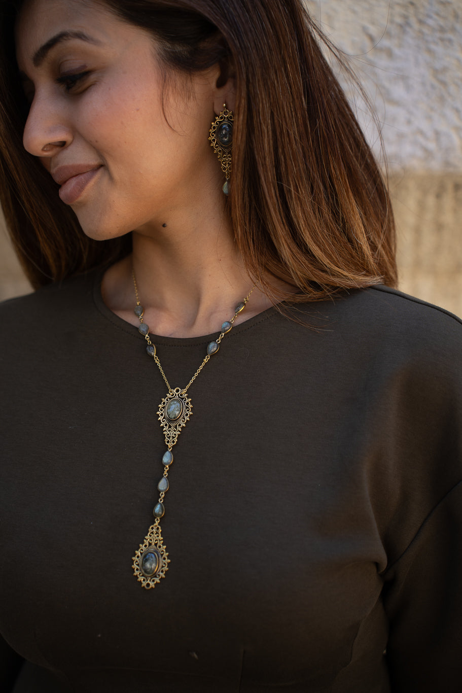 Vintage Labradorite Drop Earrings