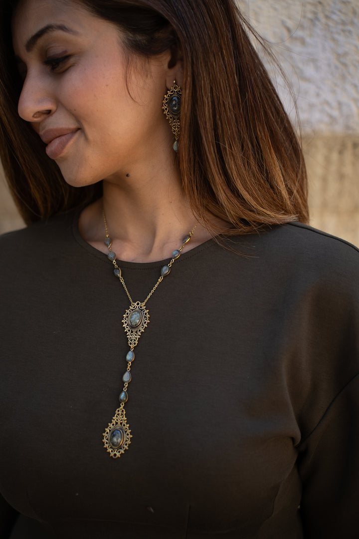 Vintage Labradorite Drop Earrings