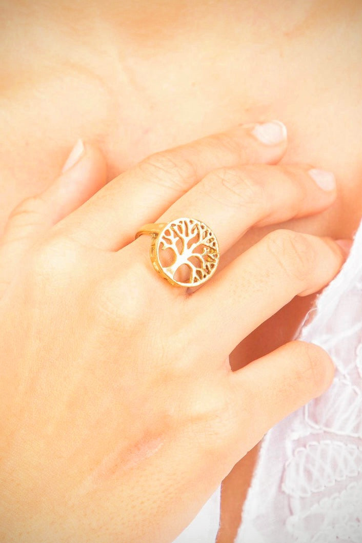 Tree Of Life Adjustable Ring. Size 6-8