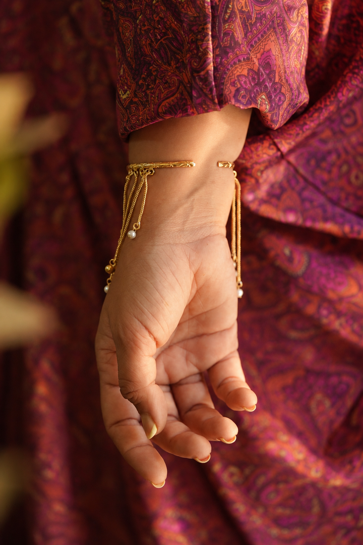 Zarina Pearl Fringe Brass Gold plated Bracelet