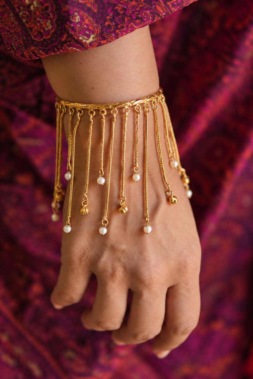 Zarina Pearl Fringe Brass Gold plated Bracelet
