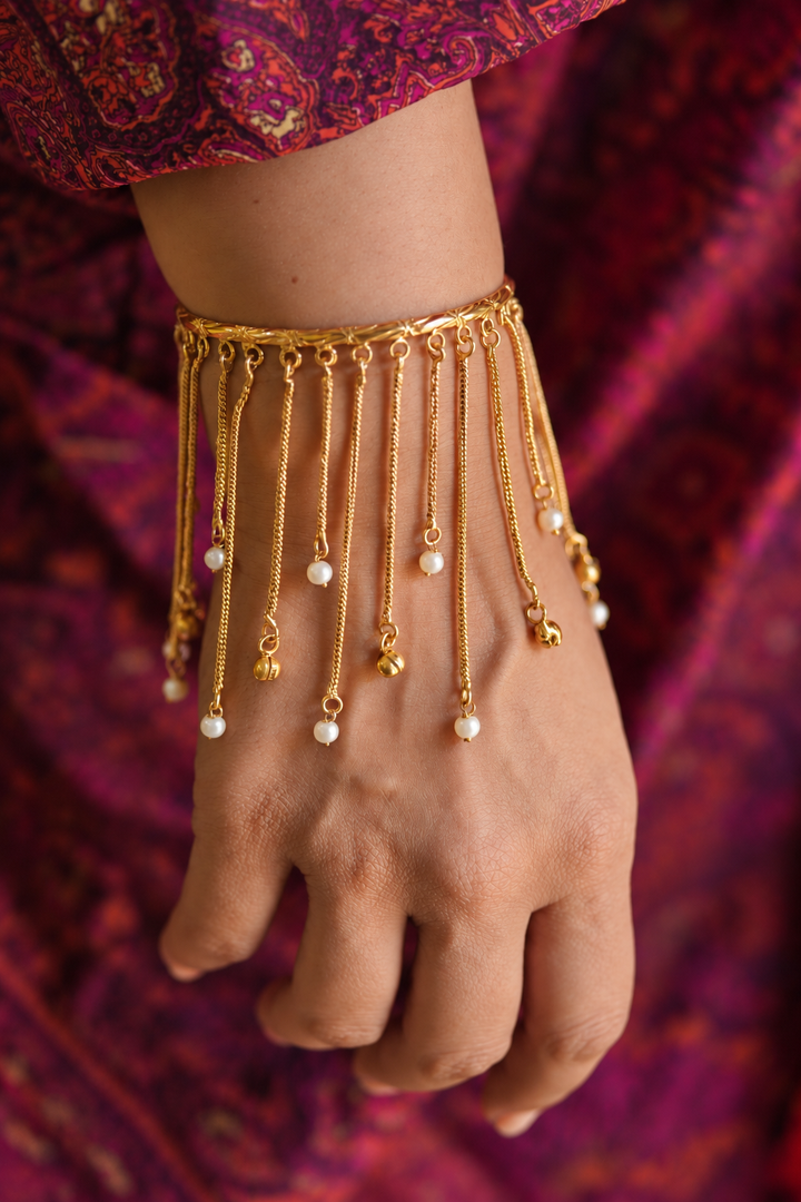 Zarina Pearl Fringe Brass Gold plated Bracelet