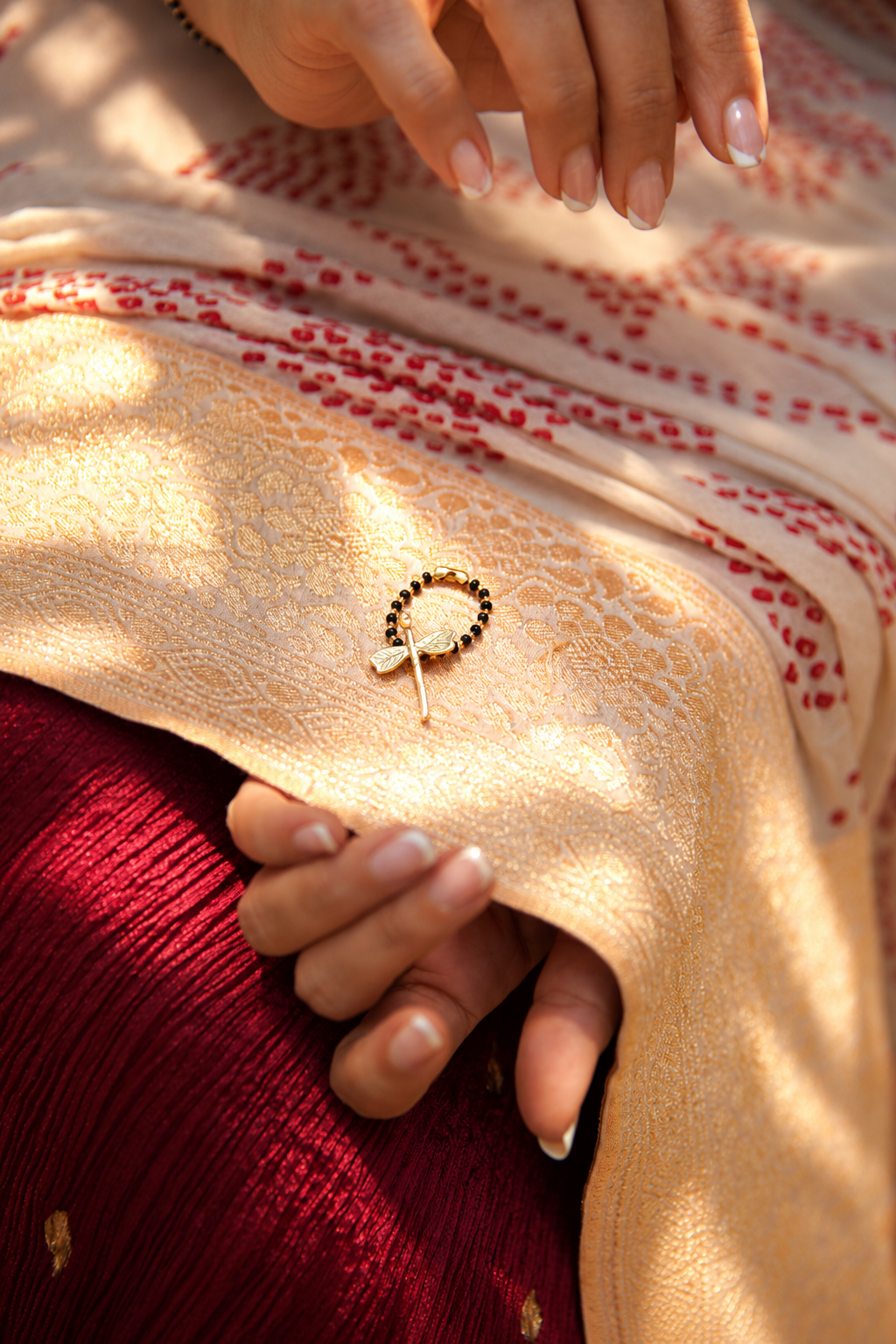 Dragonfly Brass Mangalsutra Ring – Adjustable