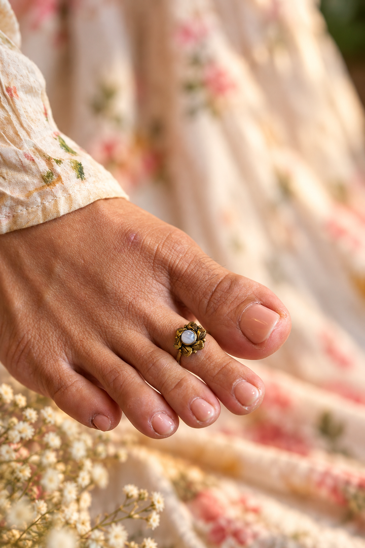 Tara Moonstone (pair of) Brass Toe Rings