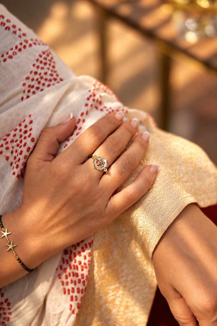 Sacred Om Brass Mangalsutra Ring – Adjustable
