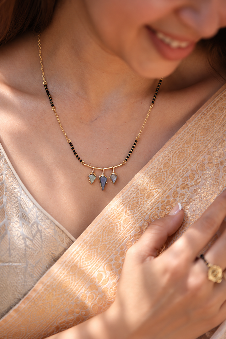 Trinity Labradorite Mangalsutra Necklace