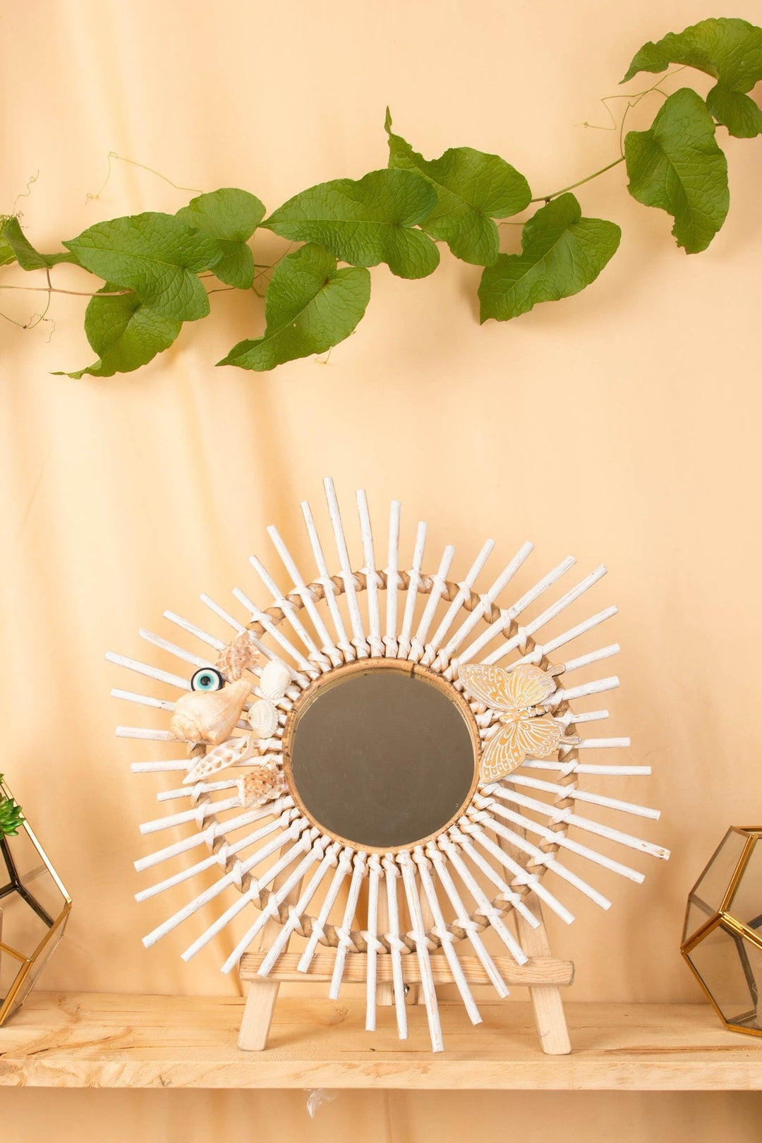 Radiating Rattan Mirror