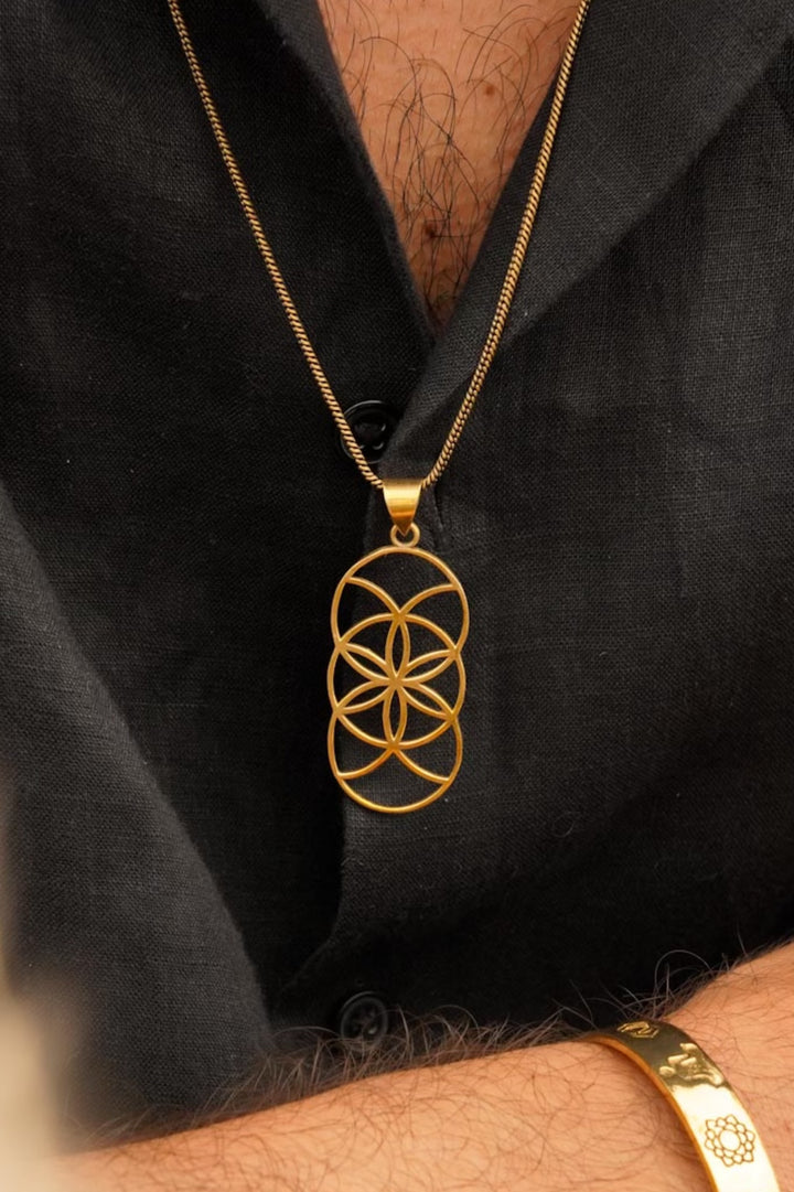 Seed of life brass necklace- men’s jewellery