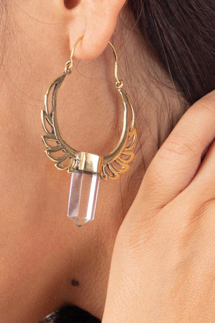 Crystal drop brass earrings