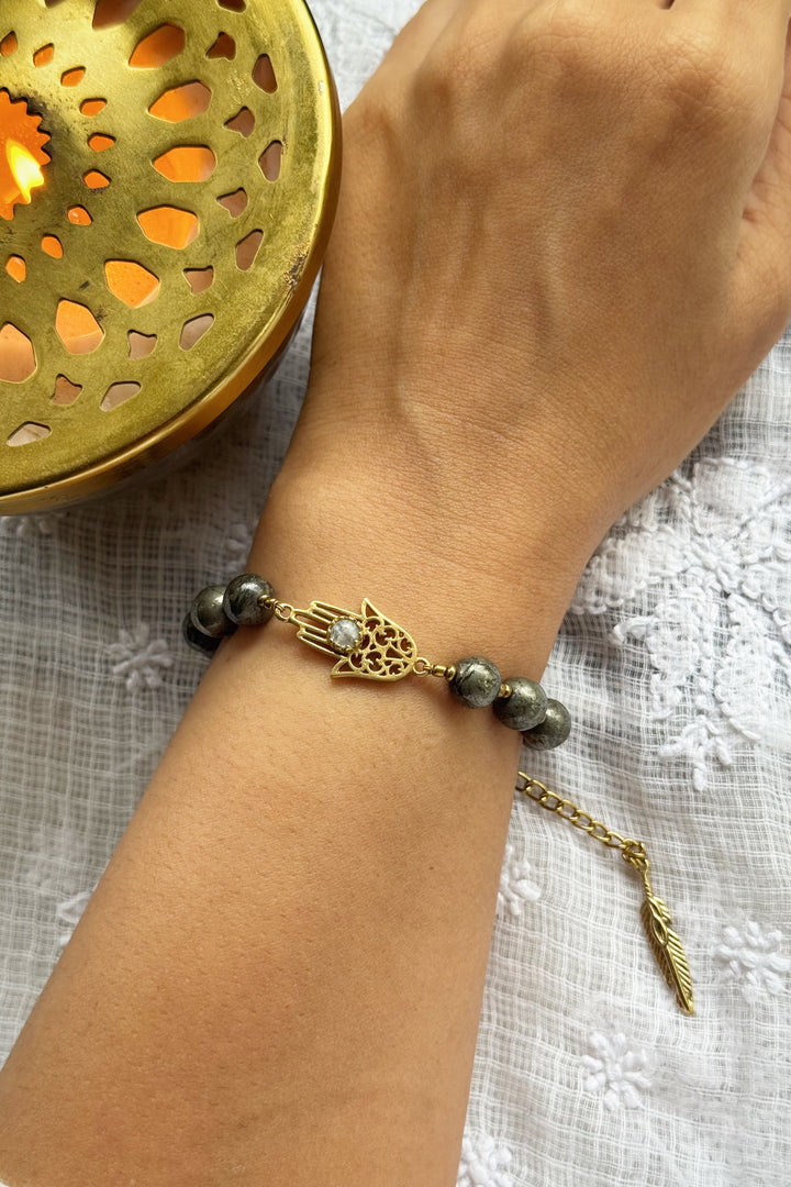 Pyrite hamsa healing bracelet