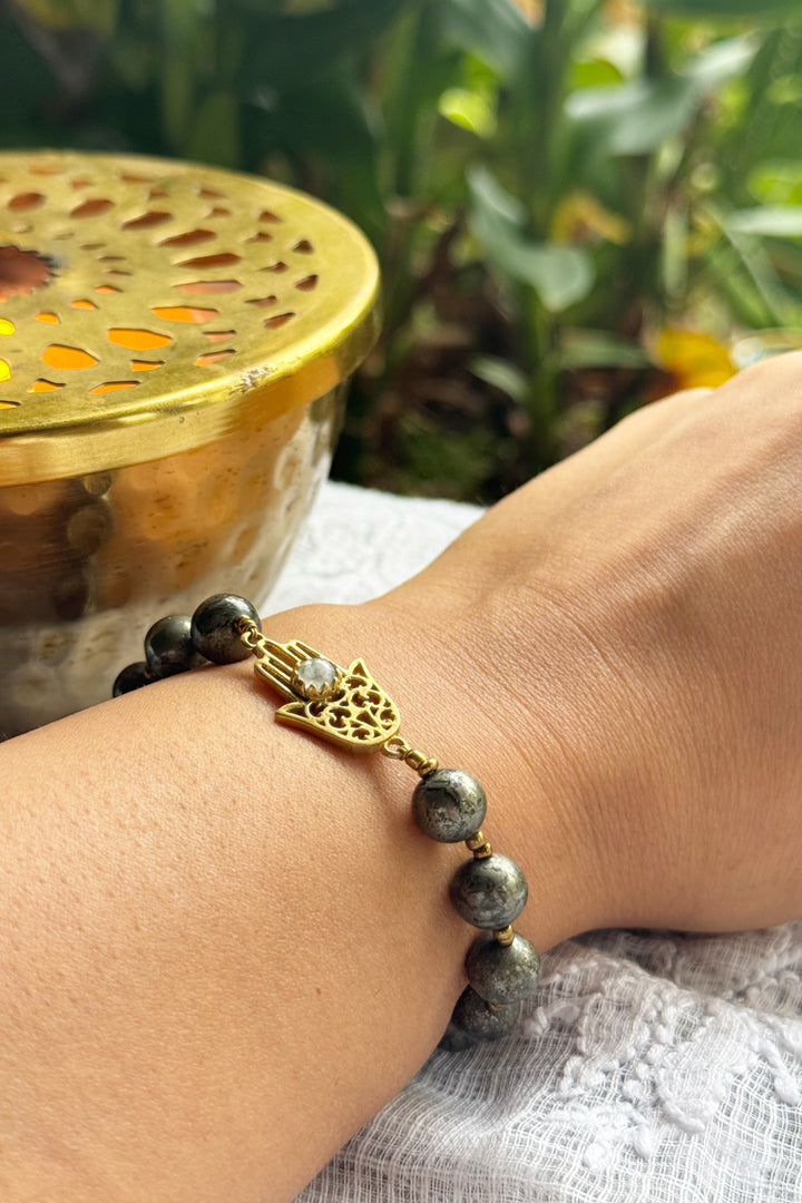 Pyrite hamsa healing bracelet