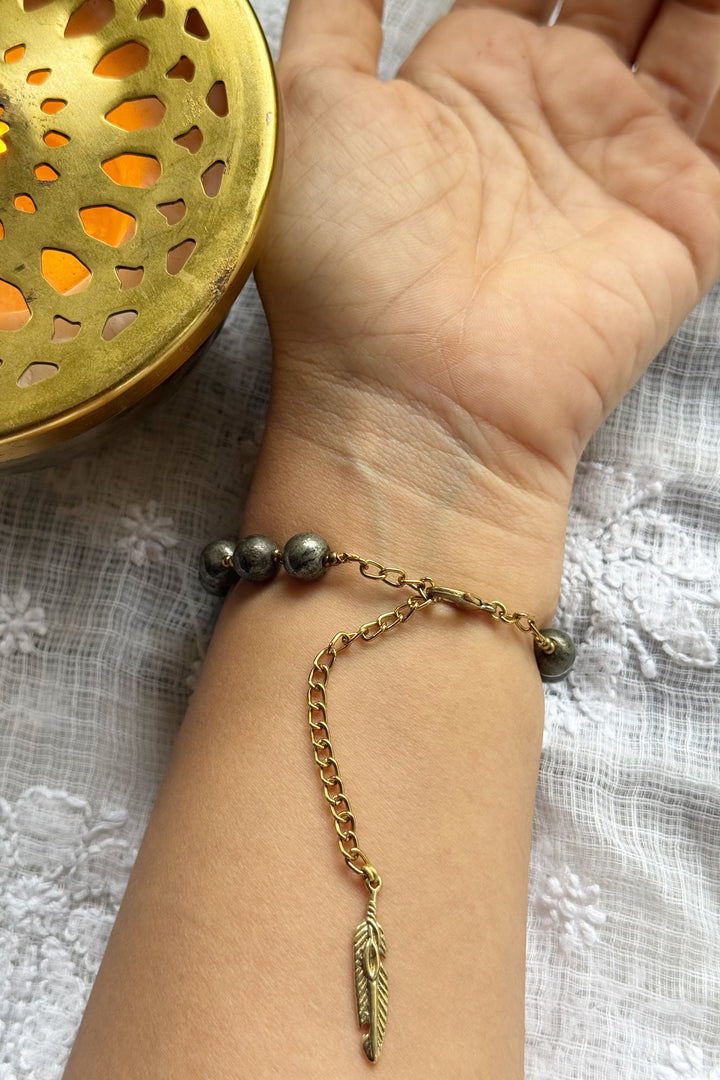 Pyrite hamsa healing bracelet