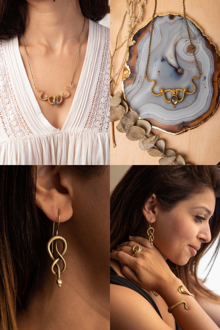 Kundalini necklace + shiva twister earrings combo of 2 items