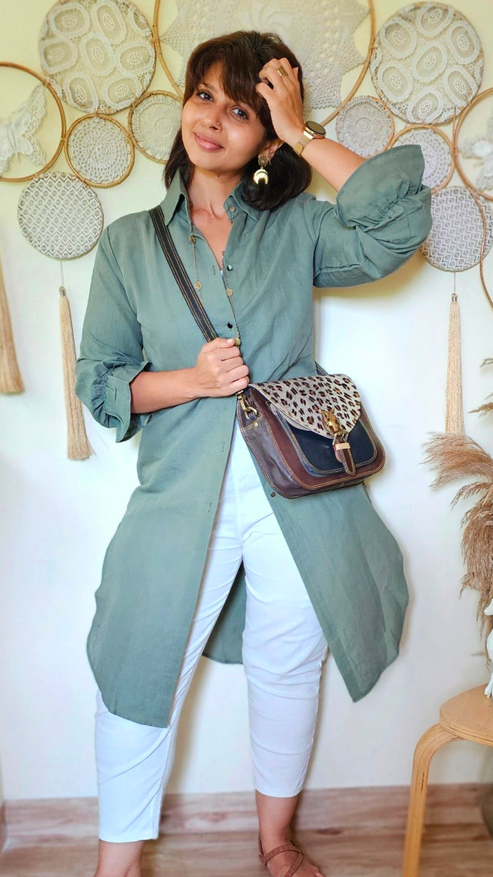 Khaadi green shirt dress