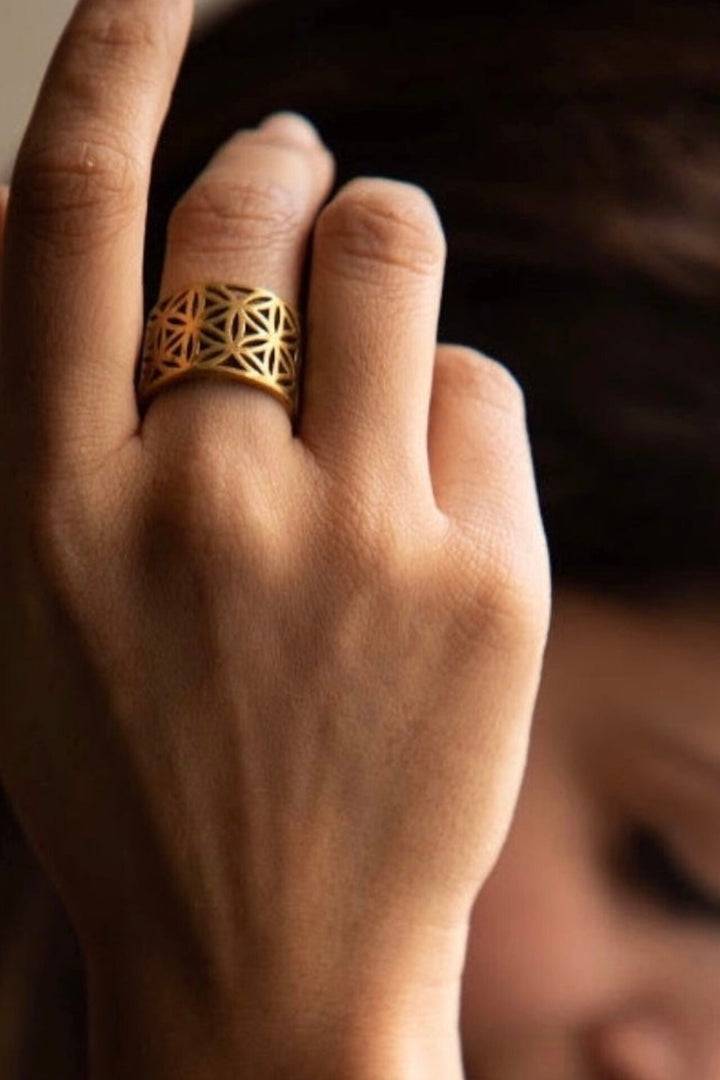 Flower Of Life Adjustable Ring