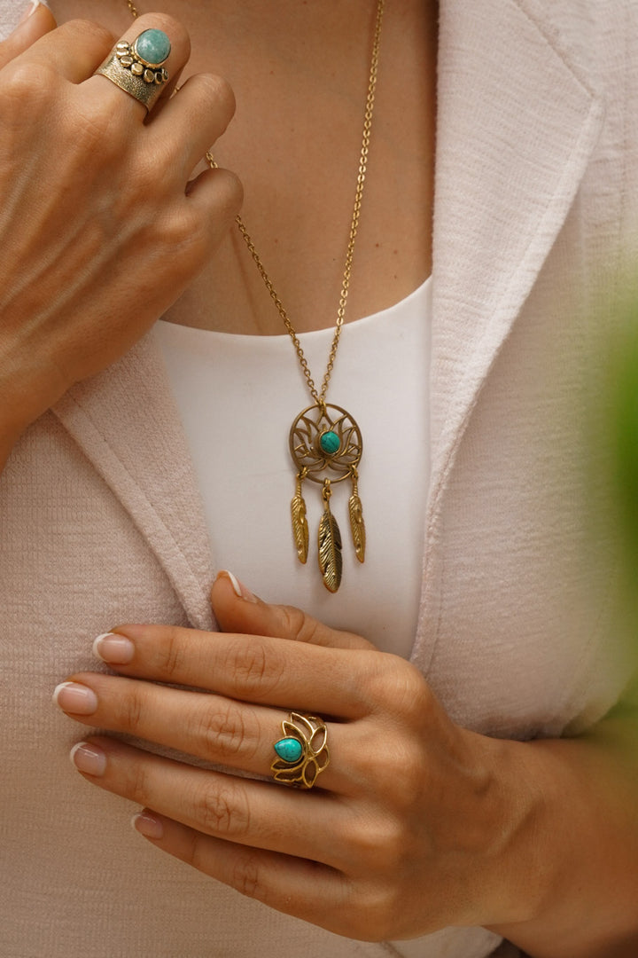 Lotus adjustable brass ring size 5-7