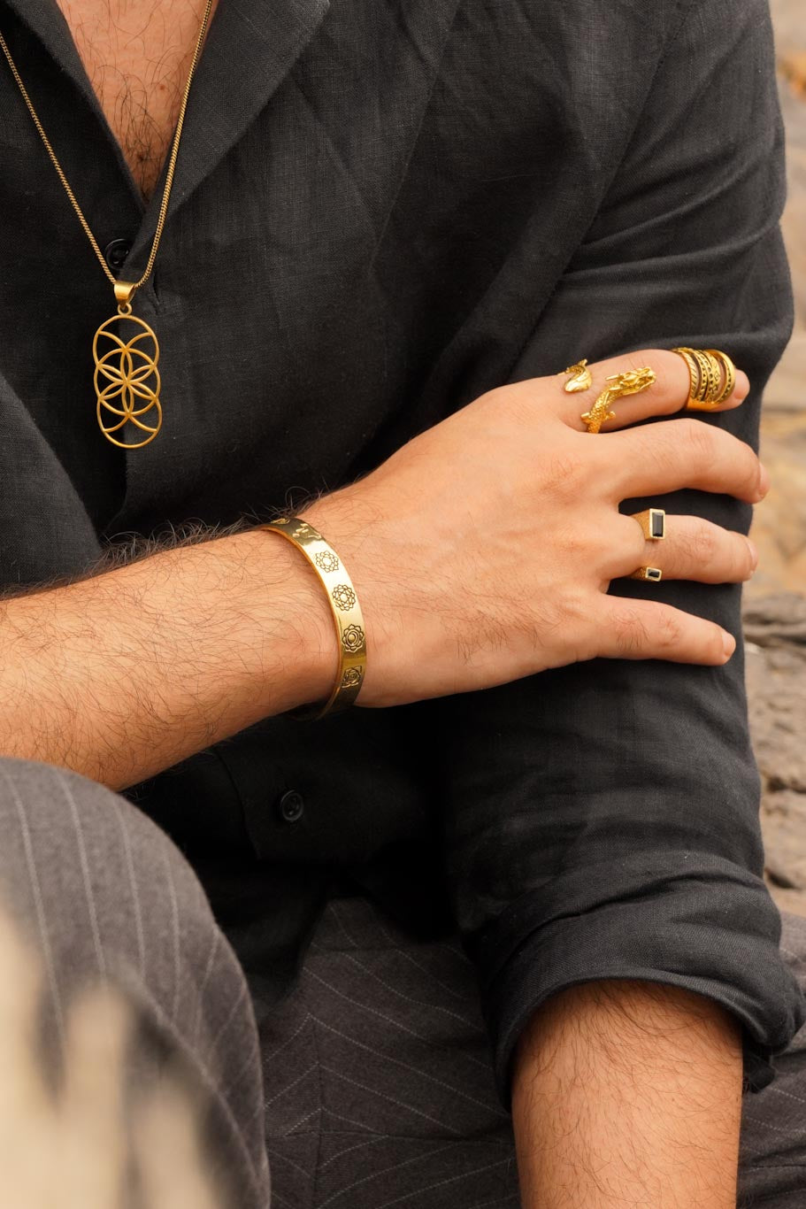 Seed of life brass necklace- men’s jewellery