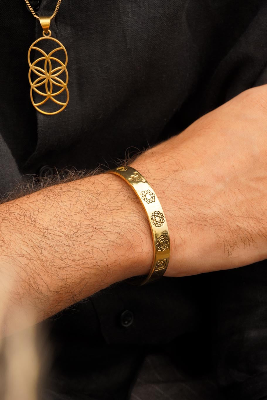 Brass Bracelet Bracelet Of Life Seed Of Life Brass Necklace- Men's