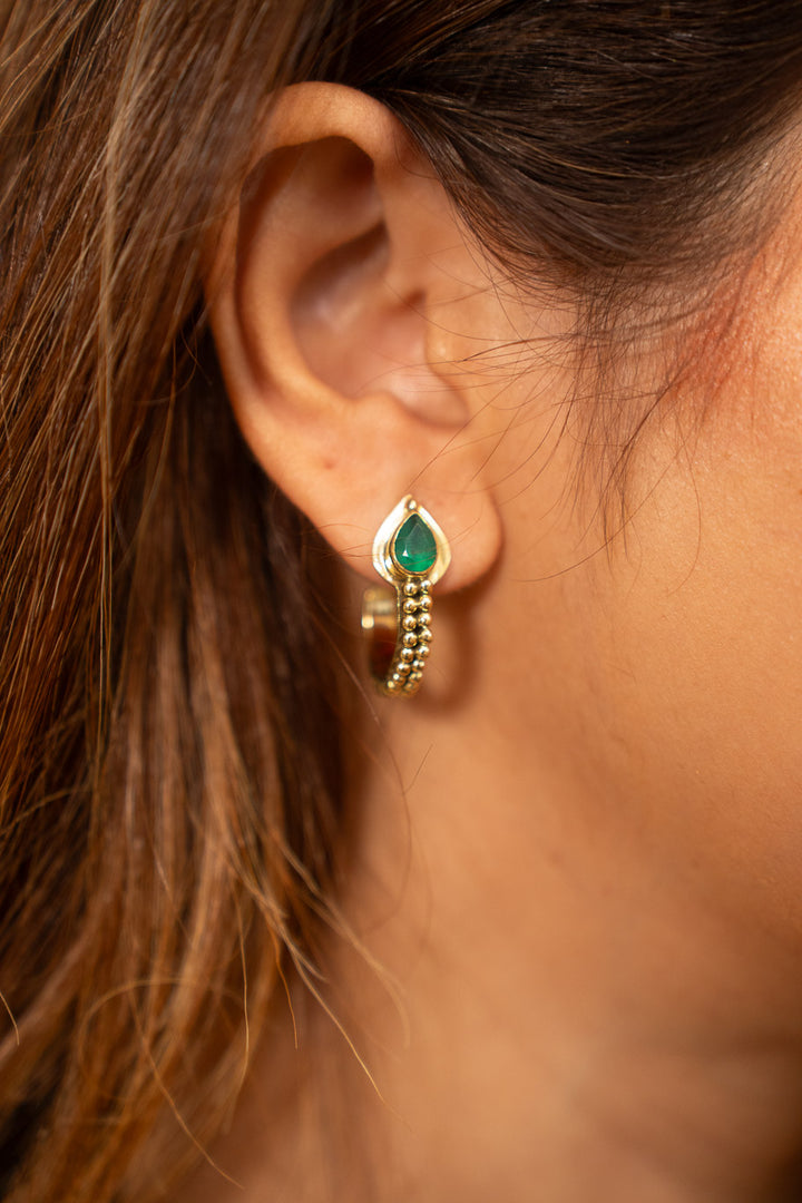 Green Aura Brass Baali With Green Onyx
