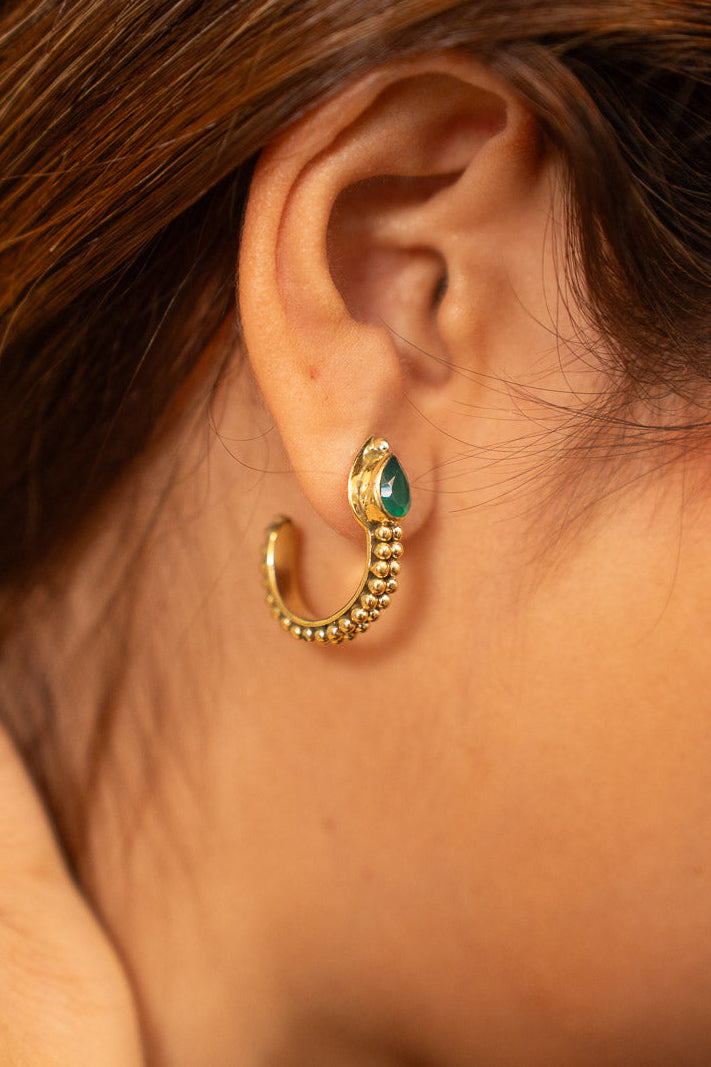 Green Aura Brass Baali With Green Onyx